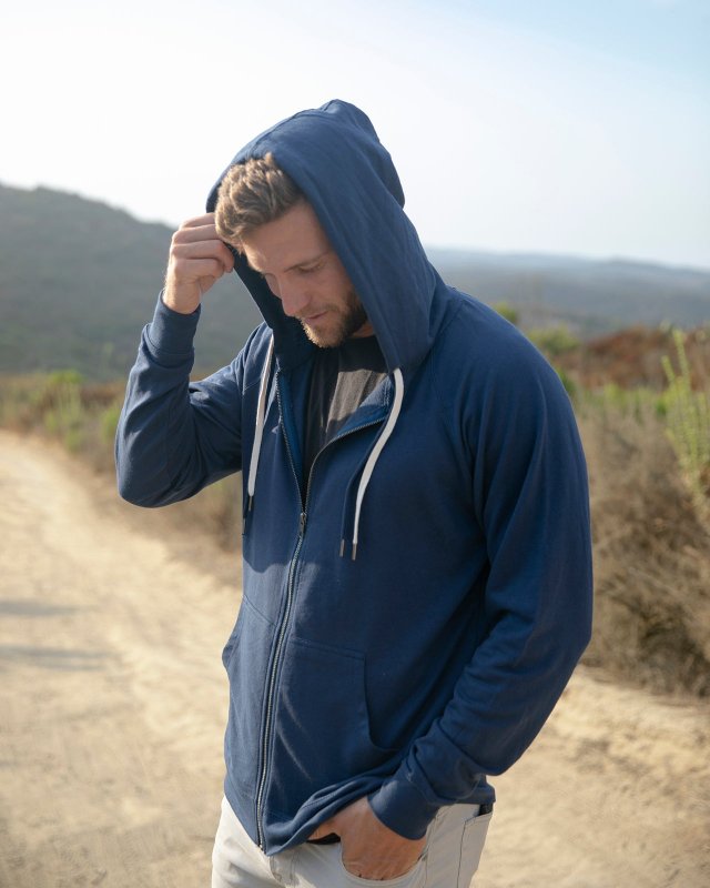 Lightweight Loopback Terry Full-Zip Hooded Sweatshirt