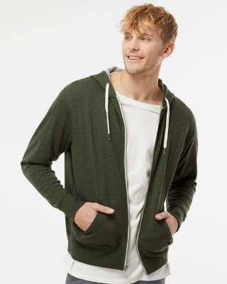 Unisex Heathered French Terry Full-Zip Hooded Sweatshirt